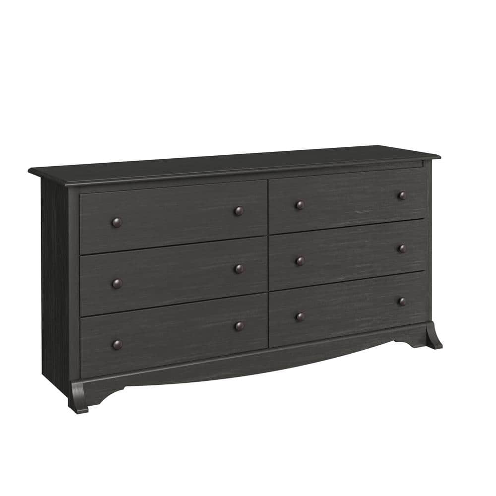 Washed Black Double Dresser with Extra Deep Drawers
