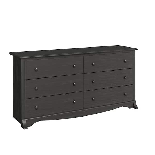 Prepac Sonoma 6-Drawer Washed Black Dresser