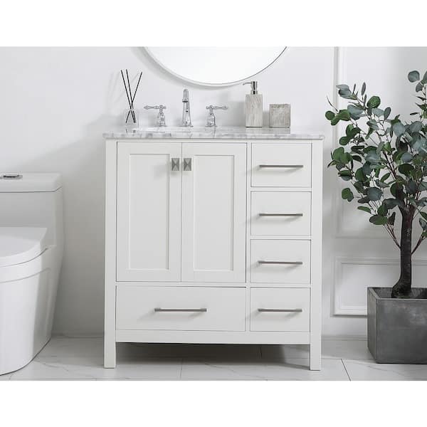 Single Bathroom Vanity In White, 32 Inch Vanity Top Home Depot