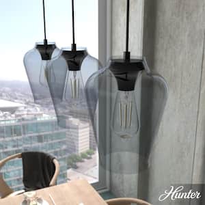 Vidria 3 Light Matte Black Linear Chandelier with Smoked Glass Shades Kitchen Light