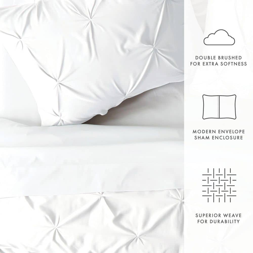 White Pintuck Full/Queen Microfiber Bedspread Cover Set