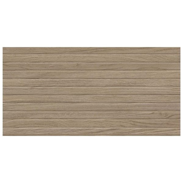 Woodstrip Nogal 11-3/4 in. x 11-3/4 in. Ceramic Wall Take Home Tile Sample