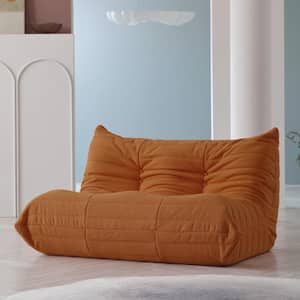 53.15 in. Teddy Armless Velvet Anti-Skip Modular Bean Bag 2 Seats Lazy Sofa Couch in Brown