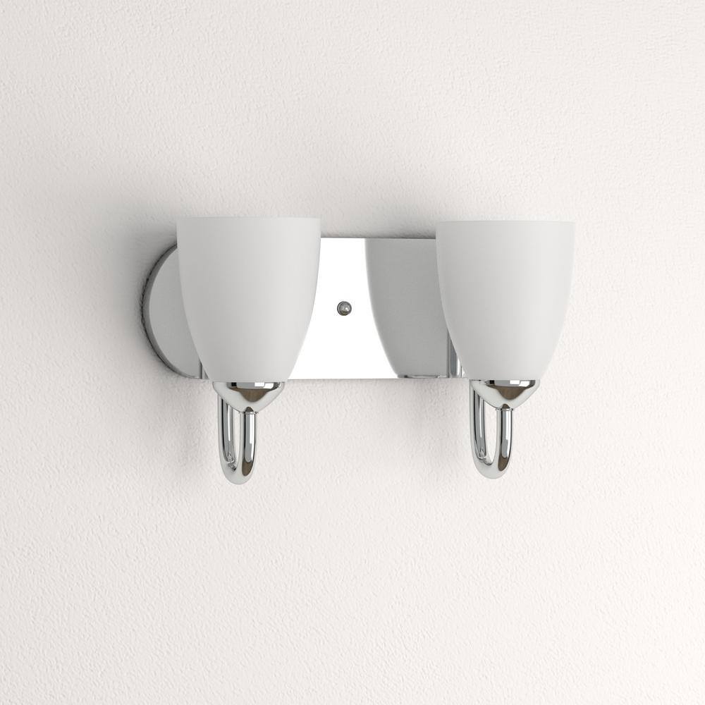 Polished Chrome 2-Light Bath Bracket with Etched Glass Shades