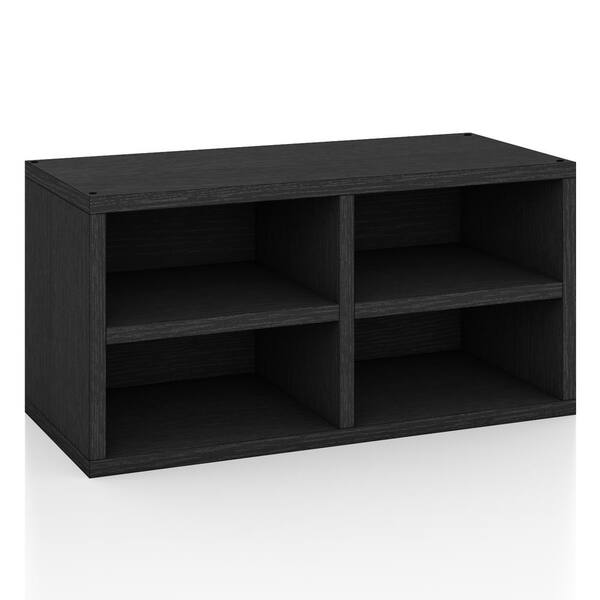 Way Basics zBoard Black Stackable Rectangle Bookcase with Shelf