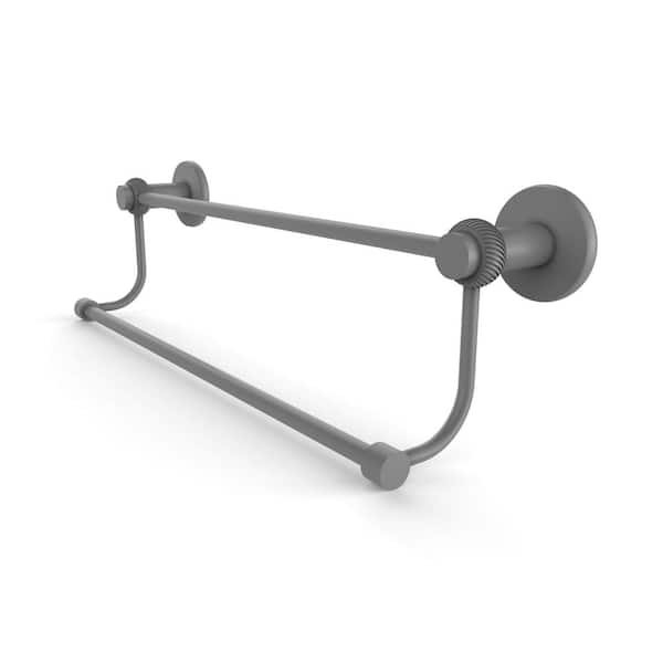 Allied Brass Mercury Collection 30 in. Wall Mounted Double Towel Bar in Matte Gray with Twist Accents