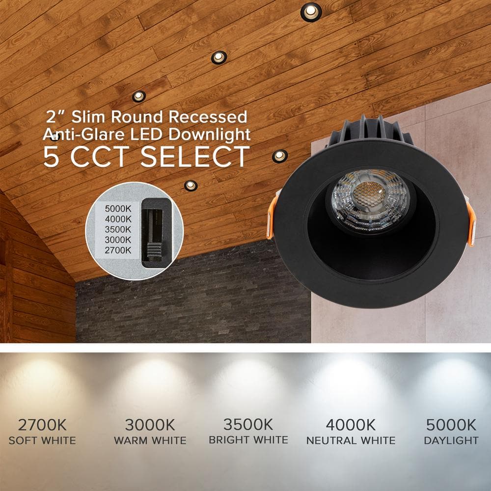 Black Aluminum 2-Inch Ultra-Thin Recessed LED Downlight
