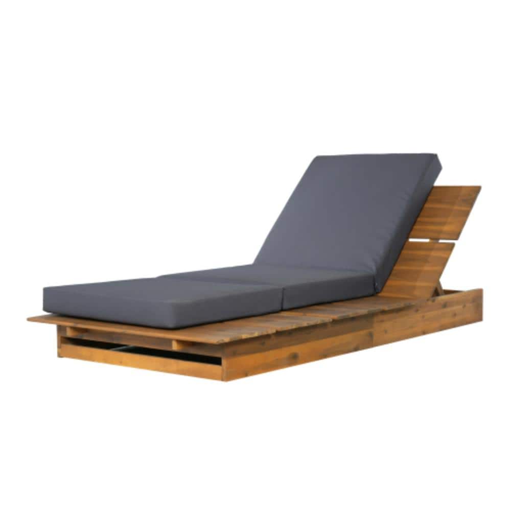 Acacia Wood Outdoor Lounge Chair with Dark Gray Cushions, Water Resistant price history on PriceWatchPro