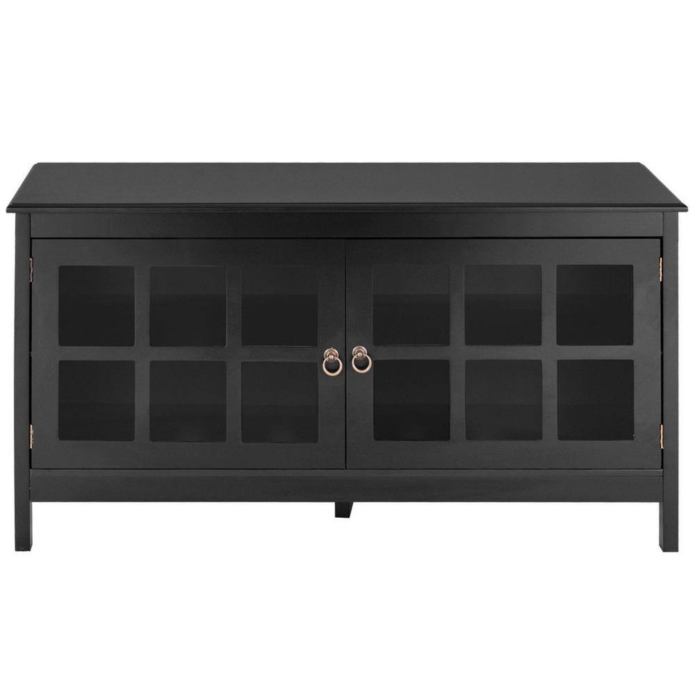ANGELES HOME 45 in. Black TV Stand Entertainment Center Fits TV's up to 50 in. with Cable