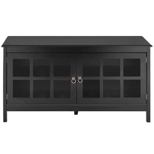 ANGELES HOME 45 in. Black TV Stand Entertainment Center Fits TV's up to 50 in. with Cable Management