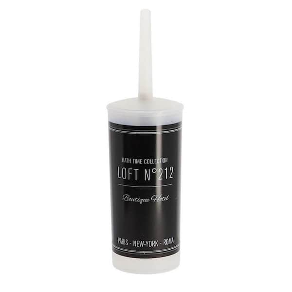Bath Time Collection Toilet Brush and Holder - Decorative Black Plastic Bathroom Accessory