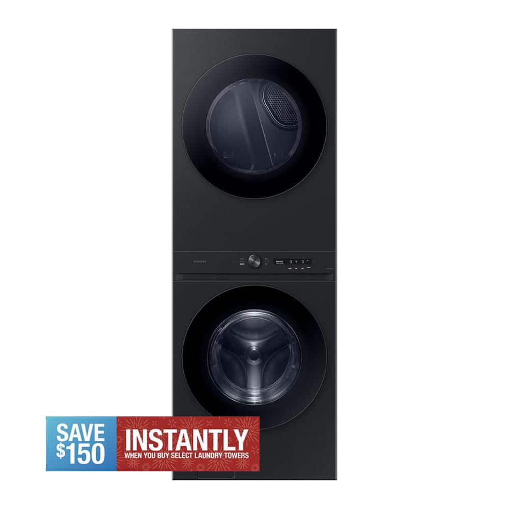 Bespoke 4.6 cu. ft. Large Capacity Single Unit AI Laundry Hub Washer with 7.6 cu. ft. Gas Dryer in Brushed Black