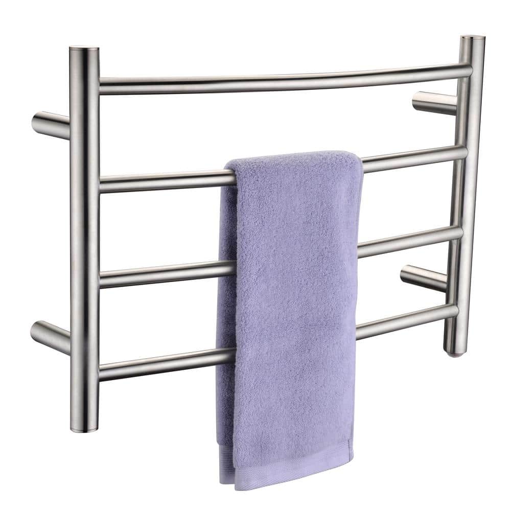 Brushed Nickel 4-Bar Wall Mounted Electric Towel Warmer