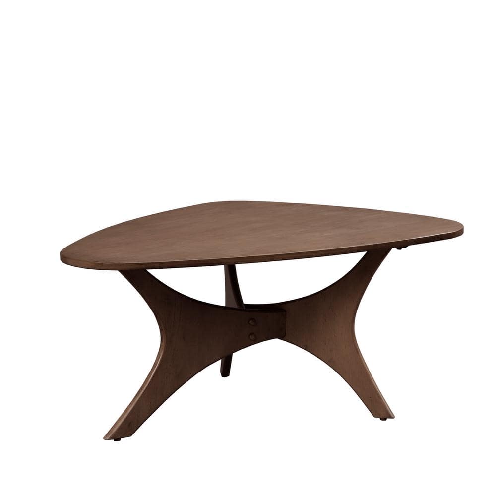 Blaze Mid-Century Modern Triangular Pecan Wood Coffee Table
