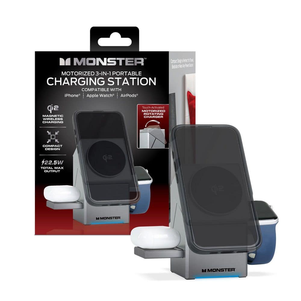 3-in-1 Motorized Wireless Charger for iPhone, Apple Watch and AirPods-Magnetic, Rotating, Fast Charging Station price history on PriceWatchPro