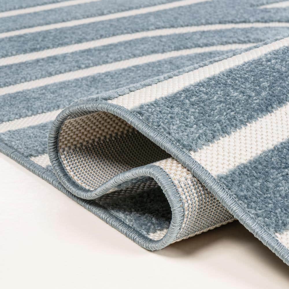 Navy and Cream Synthetic Stripe 3 ft. x 5 ft. Area Rug