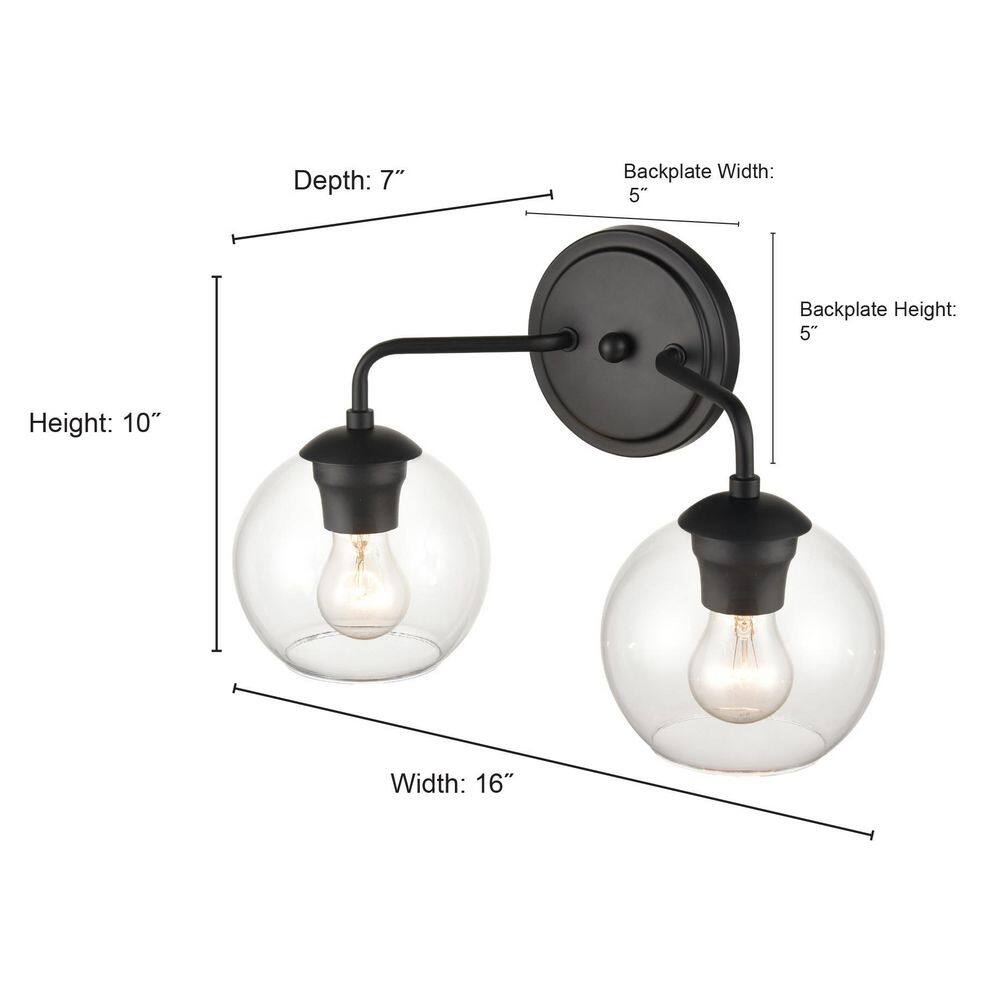 Elegant Brushed Nickel 2-Light Vanity Fixture, 16"