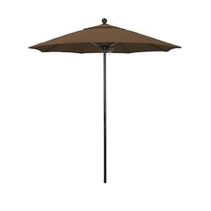 7.5 ft. Black Aluminum Commercial Market Patio Umbrella with Fiberglass Ribs and Push Lift in Woven Sesame Olefin
