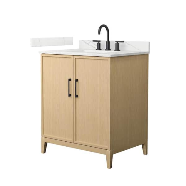 Wyndham Collection Elan 30 in. W x 22 in. D x 35 in. H Single Bath Vanity in White Oak with Giotto Quartz Top
