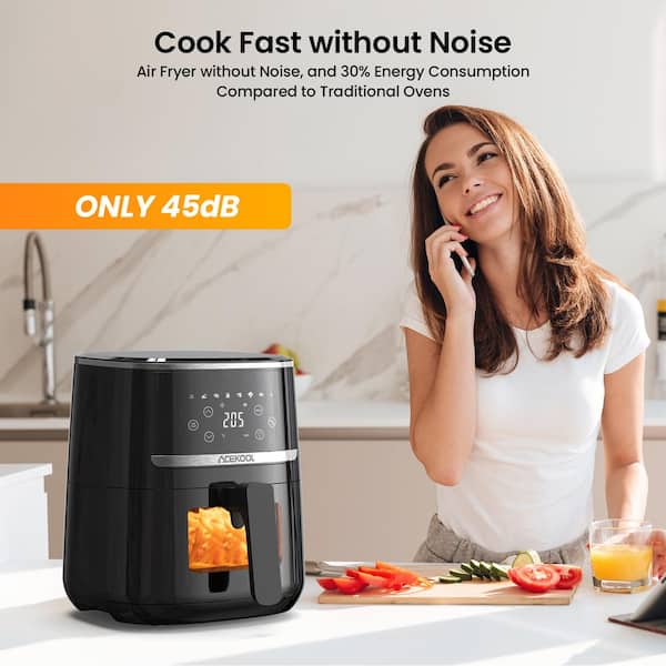 Garvee 5 qt. Black Air Fryer with Visible Window and Digital