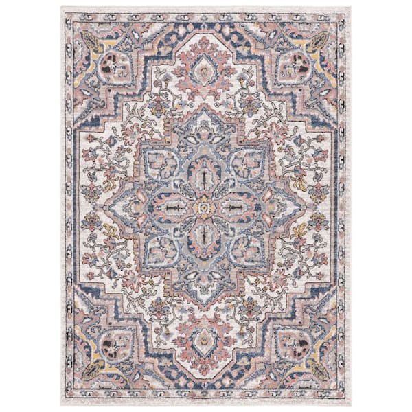 Astoria 4 ft. x 6 ft. Ivory/Beige Multi Color Medallion Area Rug