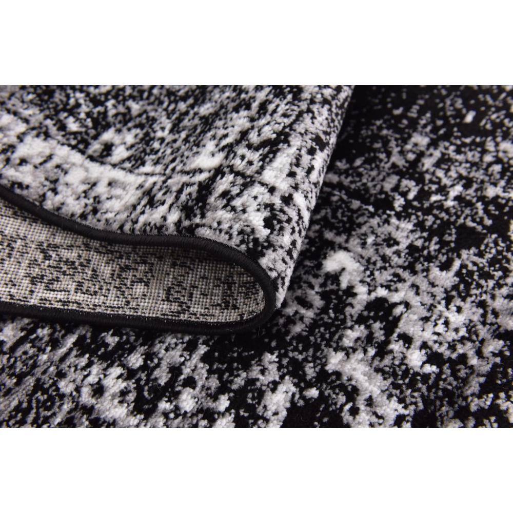 Sofia Collection Black and Ivory 6' Square Synthetic Area Rug