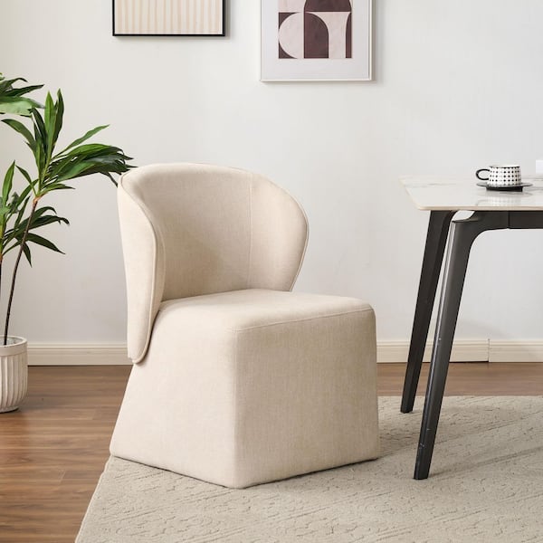 Fleming Beige Metal Fabric Upholstered Dining Chairs (Set of 1)