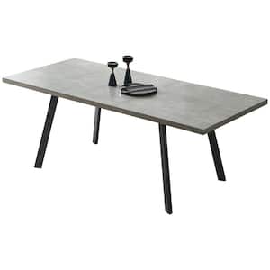 78.7 in. Rectangle Mid-Century Extendable Kitchen Table for Dining Room with 4 Steel Legs (seat 6)