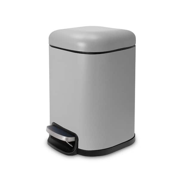 Square 6 L/1.6 Gal. Pedal Trash Bin with Soft Close Lid in Matte Gray