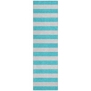 Chantille ACN530 Turquoise 2 ft. 3 in. x 7 ft. 6 in. Machine Washable Indoor/Outdoor Geometric Runner Rug