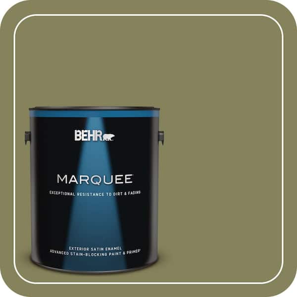 BEHR MARQUEE 1 gal. #PMD-47 Martini Olive Satin Enamel Exterior Paint & Primer
