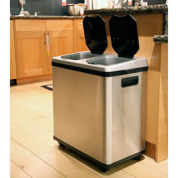 Itouchless 16 Gal Dual Compartment, What Is A Normal Kitchen Trash Can Size In Cm