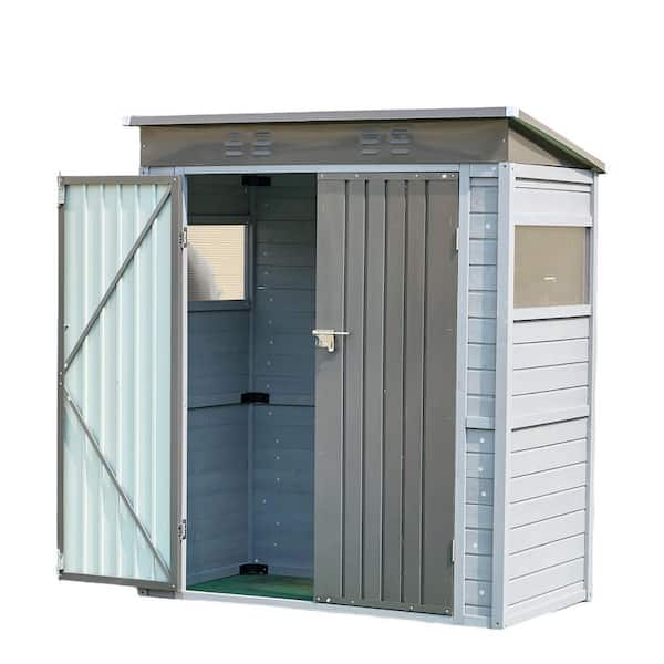 Unbranded 3 ft. x 5 ft. Outdoor Lockable Iron-Resin Storage Tool Shed with Side Windows and Ventilator, Grey (15 sq. ft. )