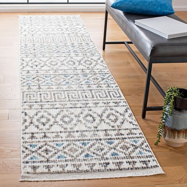 Sedona 2 ft. x 11 ft. Ivory/Gray Striped Geometric Runner Rug