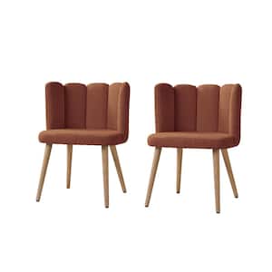 Carlos Orange Contemporary set of 2 Lamb Wool Side Chair with Tufted Back for Living Room/Bedroom