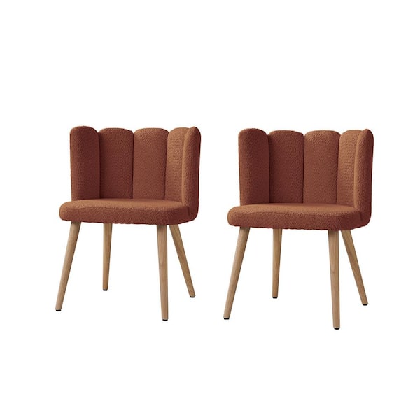 JAYDEN CREATION Carlos Orange Contemporary set of 2 Lamb Wool Side Chair with Tufted Back for Living Room/Bedroom