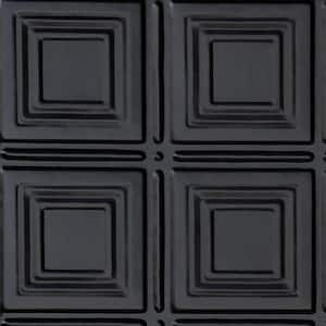 Take Home Sample - Shanko Satin Black 1 ft. x 1 ft. Decorative Tin Style Lay-in Ceiling Tile (1 sq. ft./case)