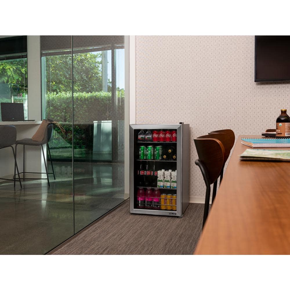 Compact Stainless Steel Undercounter Drinks Chiller with Glass Door