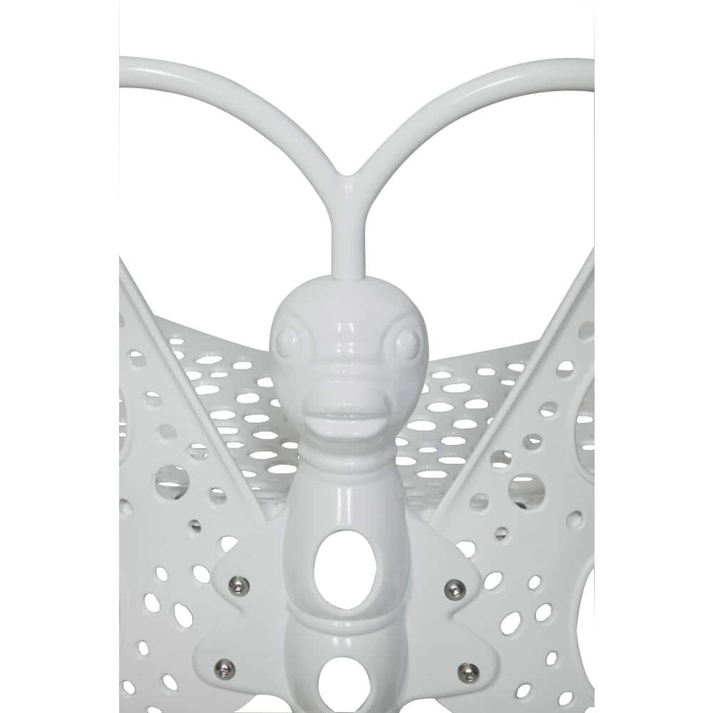 Whimsical White Aluminum Butterfly Garden Bench - 38in