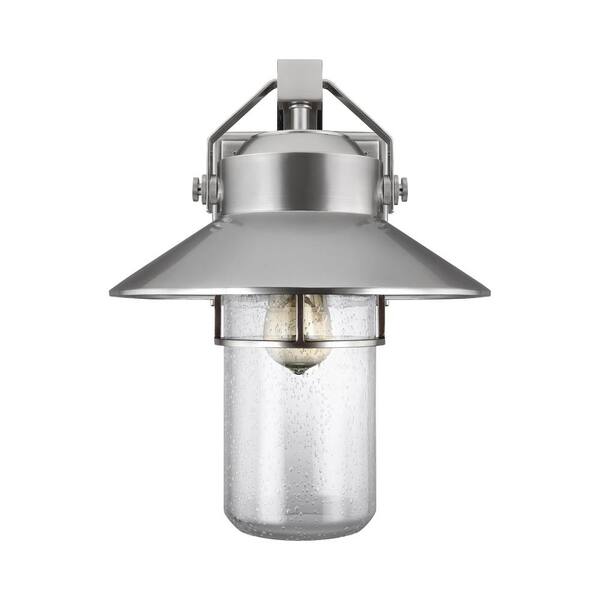 Generation Lighting - Boynton 1-Light Painted Brushed Steel Finish Outdoor 15.5 in. Wall Lantern Sconce