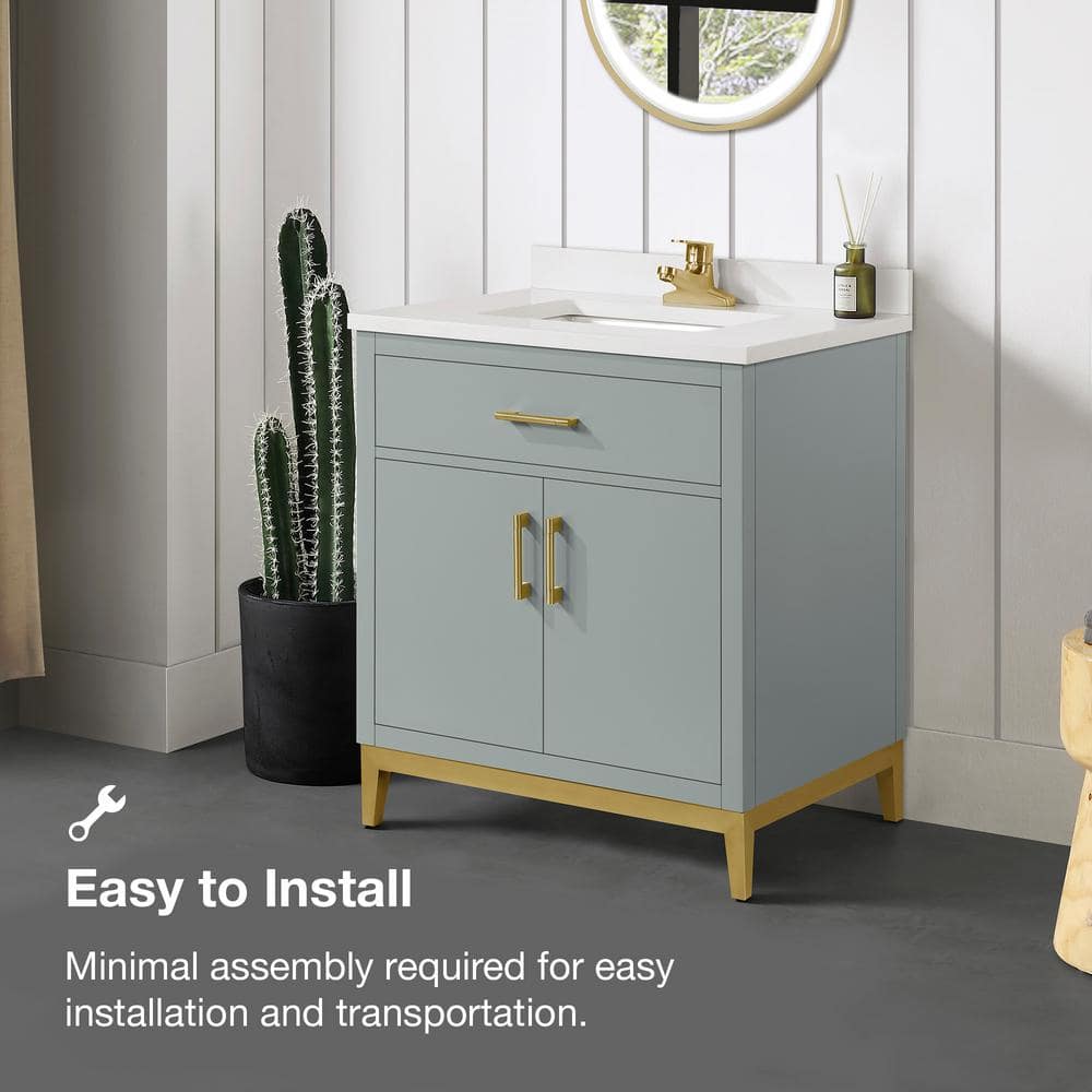 Sage Green 30" Single Sink Vanity with Marble Top