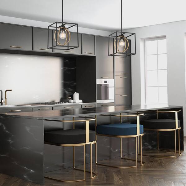 Designers Fountain - Kew Gardens 60-Watt 1-Light Matte Black Modern Pendant Light with Open Cage Design and No Bulbs Included