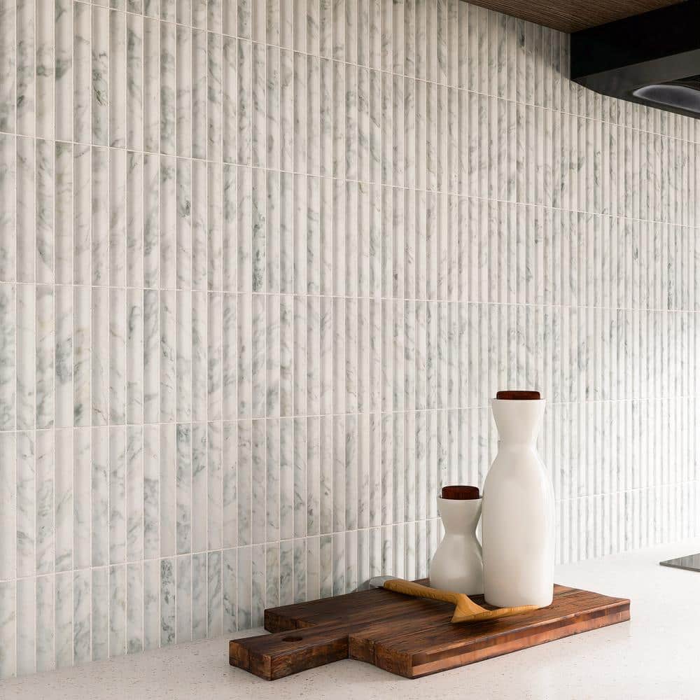 White Marble Linear Mosaic Tile for Wall and Floor