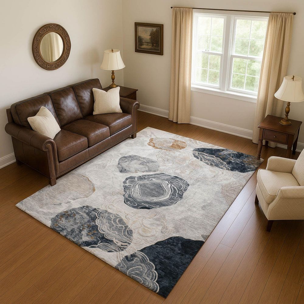 Mayfield Premium Machine Washable Abstract AMF1686 Gray 3 ft. x 5 ft. Area Rug price history on PriceWatchPro