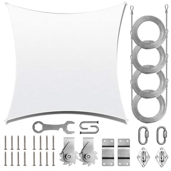 ROYAL SHADE 12 ft. x 12 ft. Square Sun Shade Sail with Hardware TAWAL-White