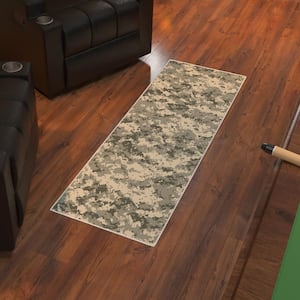 US ARMY Camo Washable Non-Slip 2x5 Runner Rug For Man Cave, Bedroom, Kitchen, 20"x 59", Multi/Camo