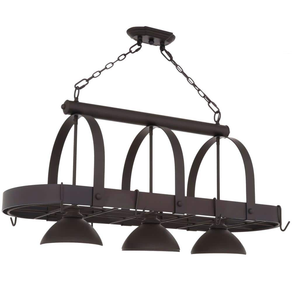 Hammerfest Antique Bronze 3-Light Metal Pot Rack