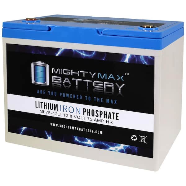 MIGHTY MAX BATTERY 12-Volt 75 AH Deep Cycle Lithium Iron Phosphate (LiFePO4) Rechargeable and Maintenance Free Battery