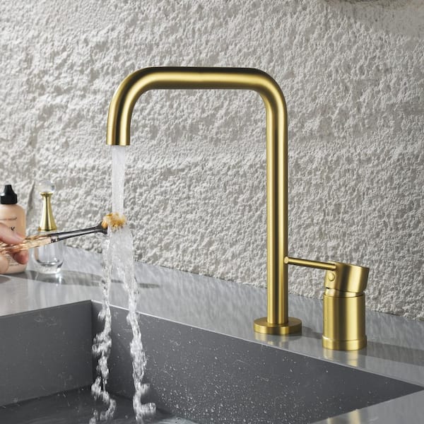 AIMADI Single Handle 2 Hole Bathroom Faucet with Rotating Spout