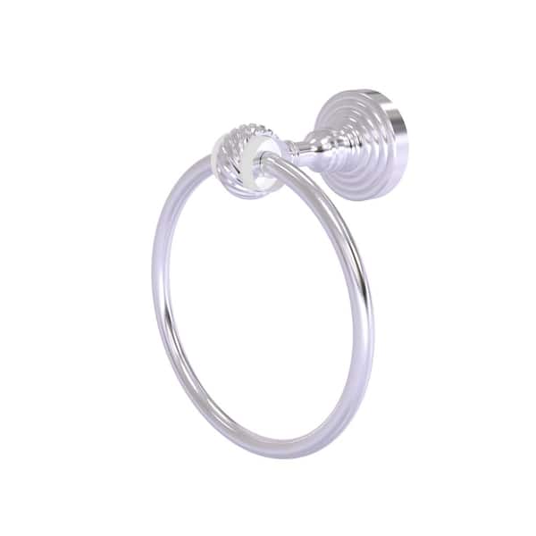 Allied Brass Pacific Grove Wall Mounted Towel Ring with Twisted Accents in Satin Chrome